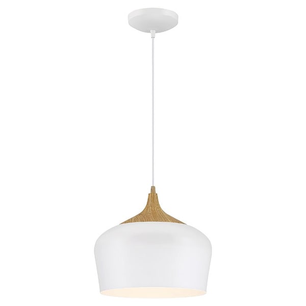 Access Lighting Blend, LED Pendant, White with Wood Grain Finish